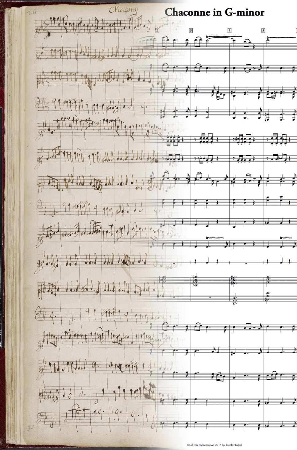 Transformation von Henry Purcells Manuskript zu Frank Heckels Arrangement für großes Orchester